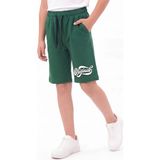 Fyk Kids Original Baskı Detaylı Beli Lastikli Çift Cepli Yazlık Erkek Çocuk Kapri - 10 Yaş - Haki
