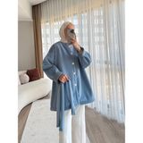 Fylaboutique Goldfox Kumas Ceket - Bebek Mavisi - L - XL