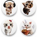 Fynbos 44 mm Sevimli Kedi Rozet Seti 4'lü | Metal Iğneli Çanta Rozeti, Yaka Rozeti, Kawaii Cat Badge, Genç Trend Aksesuar