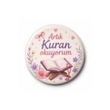 Fynbos 5’li Artık Kuran Okuyorum 44 mm Metal Rozet - İğneli Yaka Rozeti - Kız Çocuklarına Özel Hediye - Kur'an'a Geçtim Rozeti
