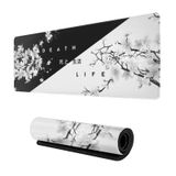 FYPDIYS Siyah ve Beyaz Kiraz Çiçeği Mouse Pad Oyun Büyük Mouse Pad Japon XL Mousepad Genişletilmiş Uzun Büyük Masa Mat Dikişli Kenarlar Kaymaz Kauçuk Tabanlı Fare Pedi 80 x 28 cm
