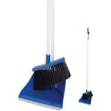 FZ Group Saplı Fırça Takımı Faraşlı Süpürge Plastik Malzeme ile Ergonomik Tasarım ve Anti-Statik Özellik - Mavi
