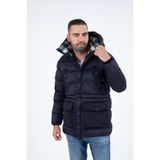 G-Fox Erkek Uzun Sabit Kapşonlu Dolgulu Rüzgara Dayanıklı Su Itici Şişme Mont 9707 - 2XL - Lacivert