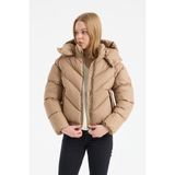 G-FOX Kadın Çıkarılabilir Kapüşonlu Kısa Şişme Kışlık Mont Rahat Günlük ve Spor Kullanıma Uygun 8823 - XL - Camel