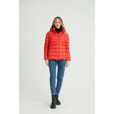 G-FOX Kadın Kısa Çıkarılabilir Kapşonlu Dolgulu Spor Şişme Mont 8638 - 2XL - Turuncu