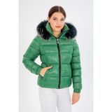 G-FOX KADIN KISA ÇIKARILABİLİR KÜRK KAPŞONLU DOLGULU ŞİŞME MONT 8347 yesil