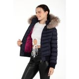 G-FOX KADIN KISA ÇIKARILABİLİR KÜRK KAPŞONLU DOLGULU SU İTİCİ ŞİŞME MONT 8637 lacivert