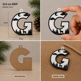 G Harf Yılbaşı Süsü – Mdf Çam Ağacı Desenli Asılabilir Dekor (5X5 Cm)