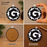 G Harf Yılbaşı Süsü – Mdf Çam Ağacı Desenli Asılabilir Dekor (7X7 Cm)