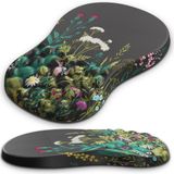 G JGOO Bilek Dayanaklı Ergonomik Mouse Pad, Bellek Köpüğü ve Masaj Tasarımlı Fare Altlığı, Bilek Ağrısı Giderici, Kaymaz PU Taban, Oyun, Ofis, Masa için Bilek Destekli Mouse Pad (Siyah Çiçek, 30,48 x 20,3