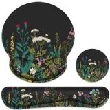 G JGOO Bilek istirahati ve klavye bilek desteği ile ergonomik Mouse Pad, bilgisayar klavyesi için bellek köpüğü bilek desteği, kolay yazma, ağrı kesici, oyun, ofis, dizüstü bilgisayar, siyah çiçek için Mouse