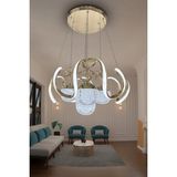 G-Light Arya Xl Kristal Cam 4 Top Modern Sarkıt LED Avize - 1 - Gold
