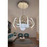 G-Light Arya Xl Kristal Cam 4 Top Modern Sarkıt LED Avize - Altın