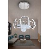 G-Light Arya Xl Kristal Cam 4 Top Modern Sarkıt LED Avize - Krom