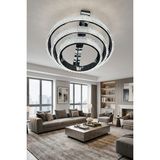 G-Light Aura 3 Katlı Kristal Halka LED Salon Avizesi | Modern Taşlı Avize | 3 Renk Işık | - 1 - Çok Renkli