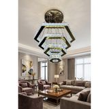 G-Light Diamond 4 Katlı Kristal Taşlı Modern Sarkıt LED Avize - 1 - Altın - Gri
