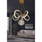 G-Light Kıvrım Kristal Top Simli Silikon Oda Avizesi - 1 - Gold