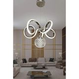 G-Light Kıvrım Kristal Top Simli Silikon Oda Avizesi - Krom