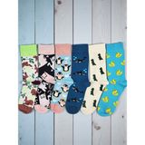 G Socks 6'lı Şirin Hayvanlar Desenli Renkli Çorap Seti - 37 - 44 - Çok Renkli