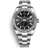 G Sport Polo Rolex Model Çelik Kordon Erkek Kol Saati - Gümüş - Siyah