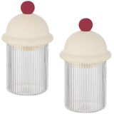 G.TWONG 2 Paket Banyo Düzenleyicileri ve Saklama Seti, Yaratıcı Pamuk Top/Swabs Dispenseri, Banyo Aksesuarları (Bej, 2 Paket)