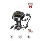 G15-BLACK Torima G15 Siyah Fm Transmitter Araç Şarj Cihazı (18W Hızlı Şarj - Usb/type-C/tf Kart Destekli)