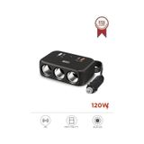 G18 Araç Içi Çakmak Çoklayıcı – 120W, 3 Çakmak Soketi, Type-C & USB Portları - Siyah