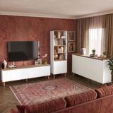 G4310 Terra Sepet-Beyaz Kitaplıklı Tv Ünitesi Ve Konsol Oturma Odası Seti