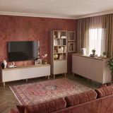 G4320 Terra Sepet-Kumtaşı Kitaplıklı TV Ünitesi ve Konsol Oturma Odası Seti