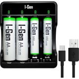 G479 4'lü Pil Şarj Aleti + 2 Adet Aa 2700 Mah + 2 Adet Aaa 900 Mah Şarjlı Kalem Pilli Set 1.2V Ni-Mh