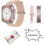 G49 Ultra Mini Silikon + Metal Kordonlu Amoled Ekranlı 41 mm Kadın Akıllı Saat - Rose Gold