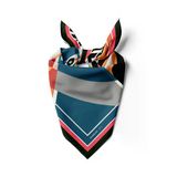 G61 Kadın Turkuaz Siyah Turuncu Baykuş Desenli 50x50 Bandana HYL DG01677-22