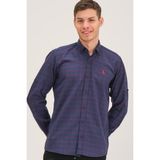 G658 DEWBERRY ERKEK GÖMLEK-BORDO-LACİVERT - Bordo-Lacivert - S
