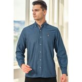 G974 Dewberry Erkek Gömlek-Petrol - 3XL