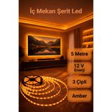 ga gözde aydınlatma 3 Çipli Şerit Led Amber Işık ◆ İç Mekan ◆ Yüksek Lümen ◆ Ekstra Kalın PCB ◆ 5 m ( TRAFOSUZ )