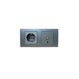 ga gözde aydınlatma OVİVO GRANO FÜME TOPRAKLI PRİZ+TV PRİZİ +İKİLİ ÇERÇEVE SET