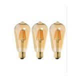 ga gözde aydınlatma Rustik Led Ampul 3lü Eko Paket Amber E27 Duy Armut Tipi St64 Dekoratif Aydınlatma Tasarruflu Ampül