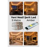 ga gözde aydınlatma Yeni Nesil Şerit Led Seti ◆ 5 Metre Amber Led + 5 Amper 60 W Slim Trafo