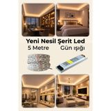 ga gözde aydınlatma Yeni Nesil Şerit Led Seti ◆ 5 Metre Günışığı Led + 5 Amper 60 W Slim Trafo