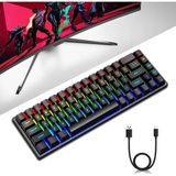 GA25 Type-C Kablolu Mini Gaming Ingilizce Klavye Rgb LED Işıklı Mekanik Daktilo Sesli Tuşlar - Çok Renkli