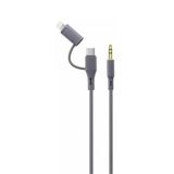 Ga77 Araç Silikon Ses Kablosu 2in1 Type-C 3.5mm Kulaklık Lighting Tüm iPhone ile Uyumlu 100 Cm Uzunluk (2in1)