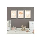 GAAGART 3'lü Ahşap Lamine Çerçeveli Mdf Bebek Odası Unicorn Tablo Seti 30 x 40 gartNM2402