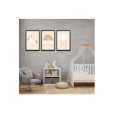GAAGART 3'lü Ahşap Lamine Çerçeveli Mdf Bebek Odası Unicorn Tablo Seti 30 x 40 gartNM2403