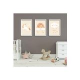 GAAGART 3'lü Ahşap Lamine Çerçeveli Mdf Bebek Odası Unicorn Tablo Seti 50 x 70 gartNM2401