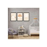 GAAGART 3'lü Ahşap Lamine Çerçeveli Mdf Bebek Odası Unicorn Tablo Seti 50 x 70 gartNM2405