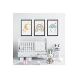 GAAGART 3'lü Ahşap Lamine Çerçeveli Mdf Kız Bebek Odası Unicorn Tablo 30 x 40 gartNM2414