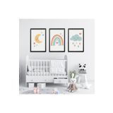 GAAGART 3'lü Ahşap Lamine Çerçeveli Mdf Kız Bebek Odası Unicorn Tablo 50 x 70 gartNM2413