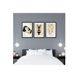 GAAGART 3'lü Ahşap Lamine Çerçeveli Mdf Tablo Antik Erkek Heykel 50 x 70 gartNM2124
