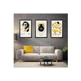 GAAGART 3'lü Ahşap Lamine Çerçeveli Mdf Tablo Modern Antik Heykel 40 x 60 gartNM2117