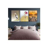 Gaagart 3'Lü Kanvas Duvar Tablosu Boho Kadın Ve Balıkçıl Kuşu İskele, 60 X 90